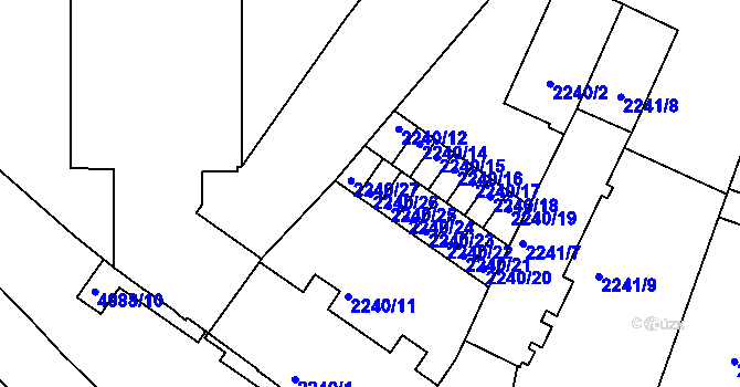 Parcela st. 2240/26 v KÚ Přerov, Katastrální mapa