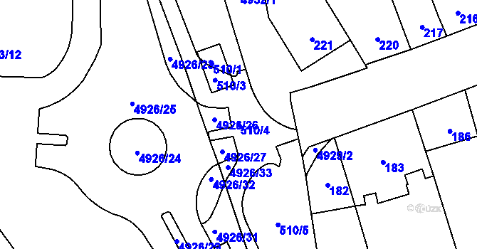 Parcela st. 510/4 v KÚ Přerov, Katastrální mapa