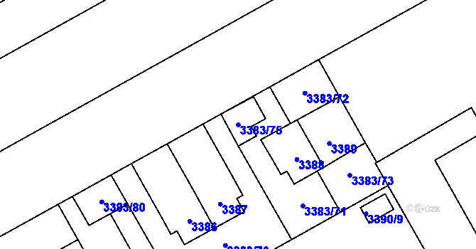Parcela st. 3383/75 v KÚ Přerov, Katastrální mapa
