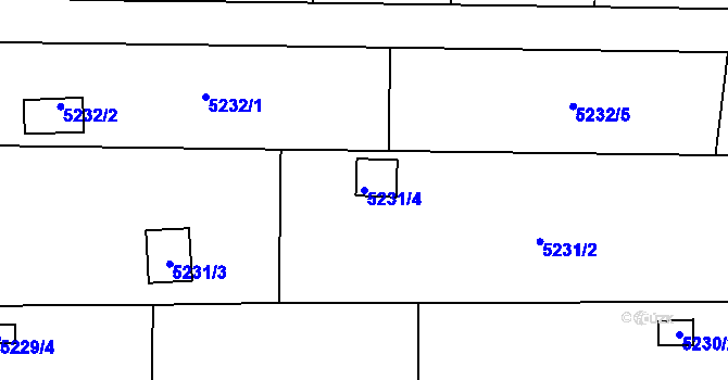 Parcela st. 5231/4 v KÚ Přerov, Katastrální mapa