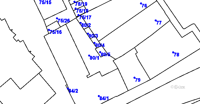 Parcela st. 80/5 v KÚ Přerov, Katastrální mapa