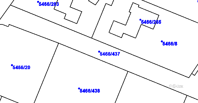 Parcela st. 5466/437 v KÚ Přerov, Katastrální mapa