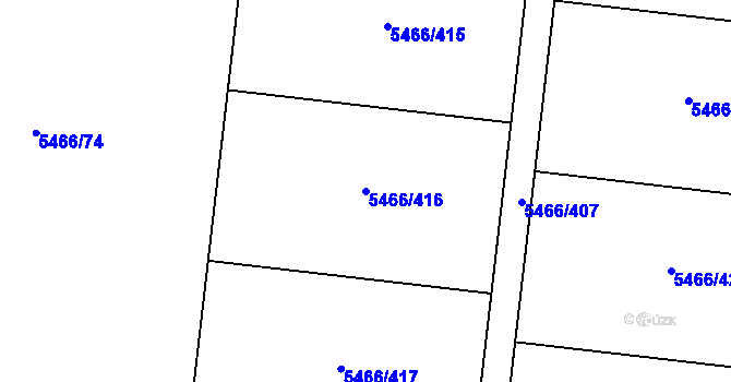 Parcela st. 5466/416 v KÚ Přerov, Katastrální mapa