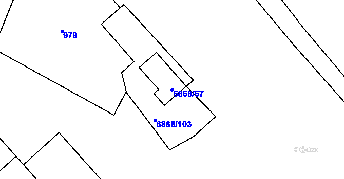 Parcela st. 6868/67 v KÚ Přerov, Katastrální mapa