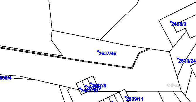 Parcela st. 2637/46 v KÚ Přerov, Katastrální mapa