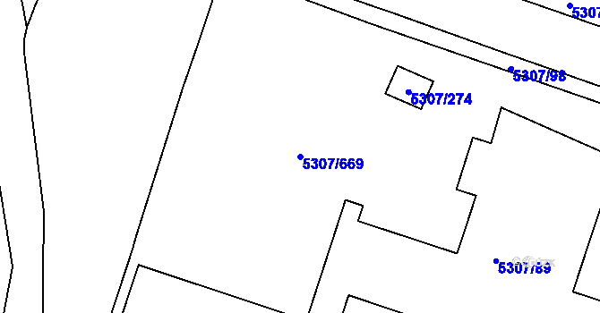 Parcela st. 5307/669 v KÚ Přerov, Katastrální mapa