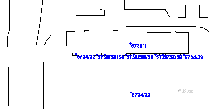 Parcela st. 5734/34 v KÚ Přerov, Katastrální mapa