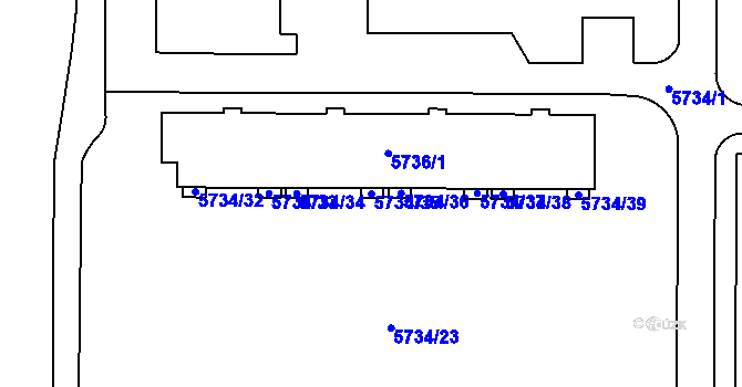 Parcela st. 5734/35 v KÚ Přerov, Katastrální mapa