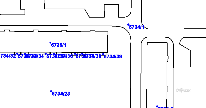 Parcela st. 5734/39 v KÚ Přerov, Katastrální mapa