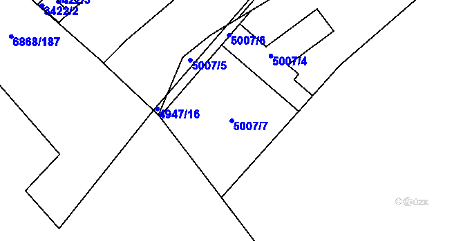 Parcela st. 5007/7 v KÚ Přerov, Katastrální mapa