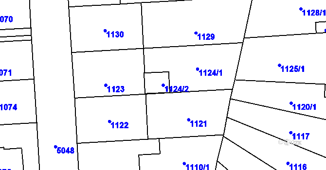 Parcela st. 1124/2 v KÚ Přerov, Katastrální mapa