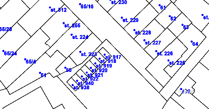 Parcela st. 917 v KÚ Předmostí, Katastrální mapa