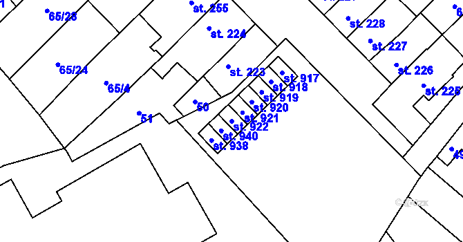 Parcela st. 922 v KÚ Předmostí, Katastrální mapa