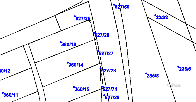Parcela st. 627/27 v KÚ Předmostí, Katastrální mapa