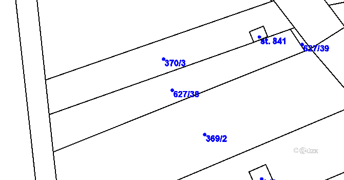 Parcela st. 627/38 v KÚ Předmostí, Katastrální mapa