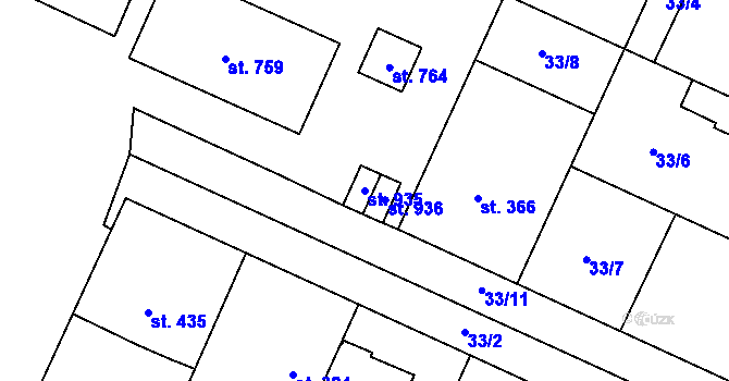 Parcela st. 935 v KÚ Předmostí, Katastrální mapa
