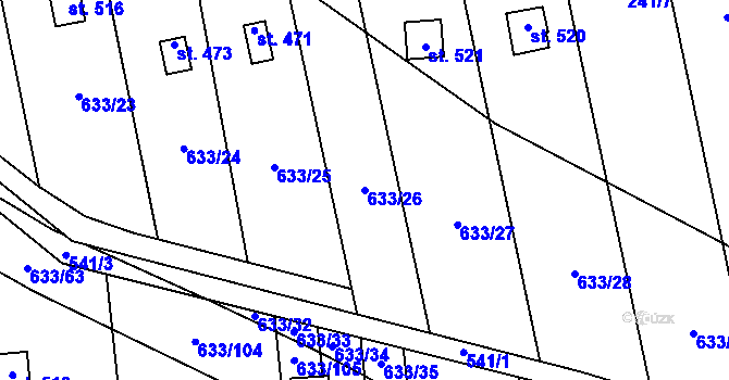 Parcela st. 633/26 v KÚ Předmostí, Katastrální mapa