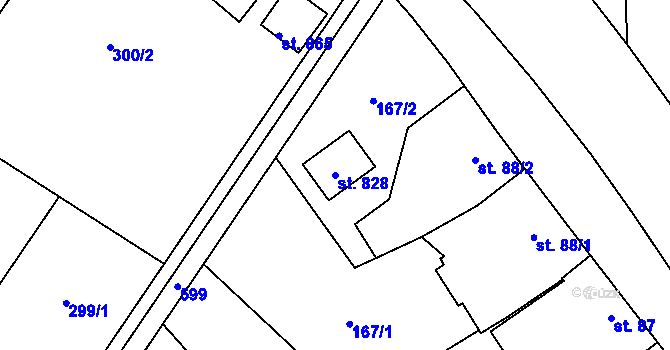 Parcela st. 828 v KÚ Předmostí, Katastrální mapa