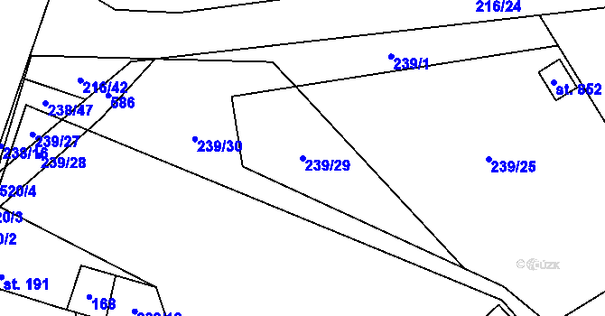 Parcela st. 239/29 v KÚ Předmostí, Katastrální mapa
