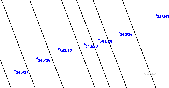 Parcela st. 343/23 v KÚ Předmostí, Katastrální mapa