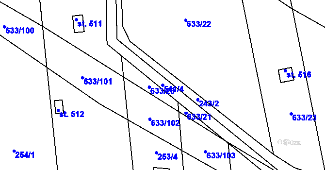Parcela st. 541/4 v KÚ Předmostí, Katastrální mapa