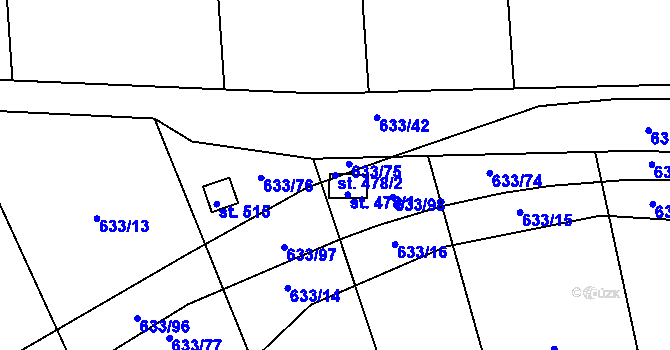 Parcela st. 478/2 v KÚ Předmostí, Katastrální mapa