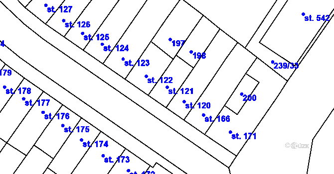 Parcela st. 121 v KÚ Předmostí, Katastrální mapa
