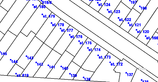 Parcela st. 175 v KÚ Předmostí, Katastrální mapa