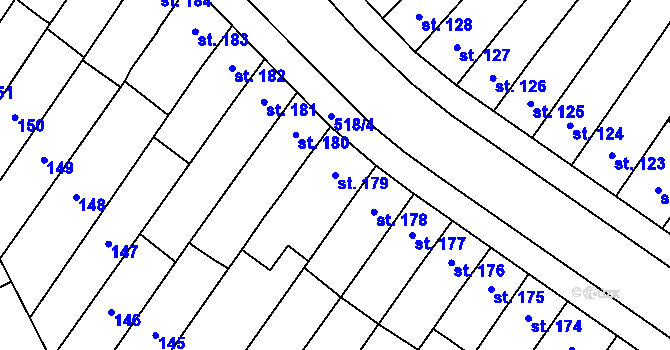 Parcela st. 179 v KÚ Předmostí, Katastrální mapa