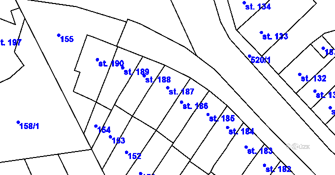 Parcela st. 187 v KÚ Předmostí, Katastrální mapa
