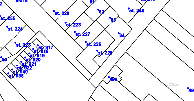 Parcela st. 225 v KÚ Předmostí, Katastrální mapa