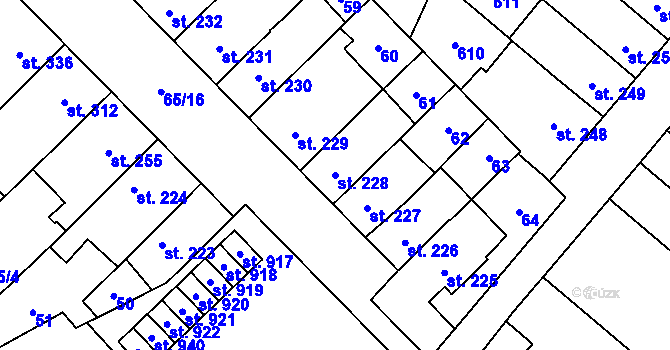 Parcela st. 228 v KÚ Předmostí, Katastrální mapa
