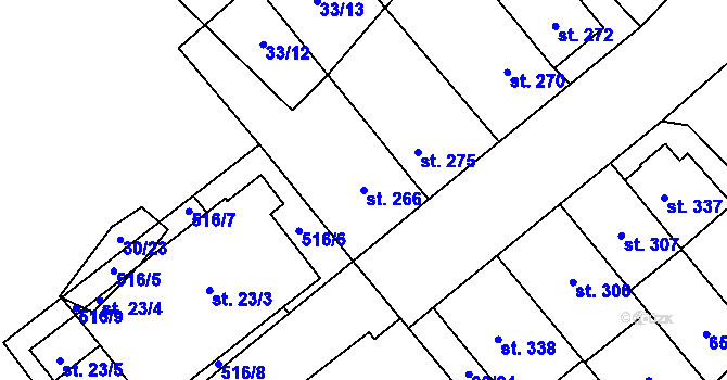 Parcela st. 266 v KÚ Předmostí, Katastrální mapa