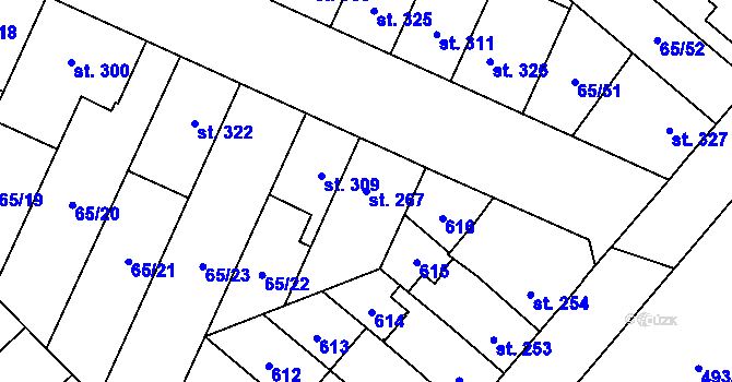 Parcela st. 267 v KÚ Předmostí, Katastrální mapa