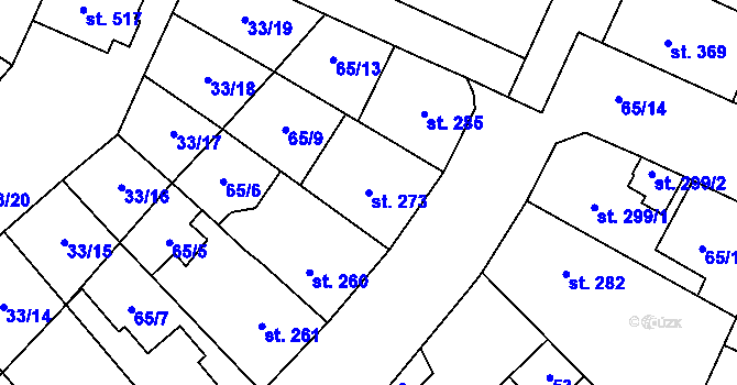 Parcela st. 273 v KÚ Předmostí, Katastrální mapa