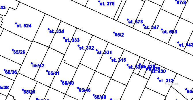 Parcela st. 331 v KÚ Předmostí, Katastrální mapa