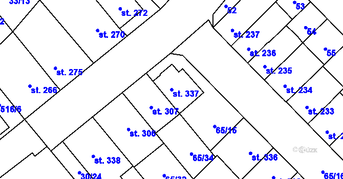 Parcela st. 337 v KÚ Předmostí, Katastrální mapa