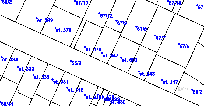 Parcela st. 347 v KÚ Předmostí, Katastrální mapa