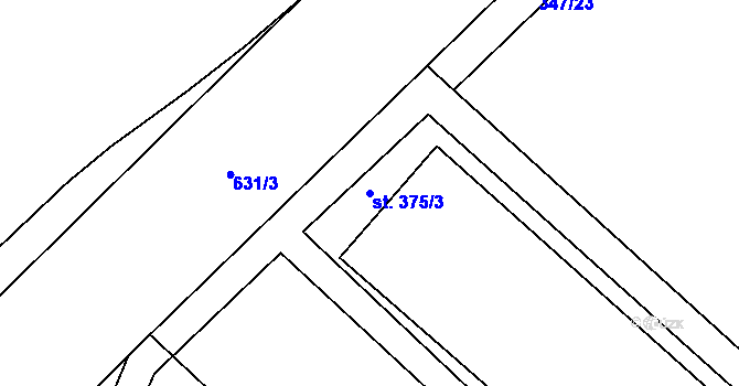 Parcela st. 375/3 v KÚ Předmostí, Katastrální mapa