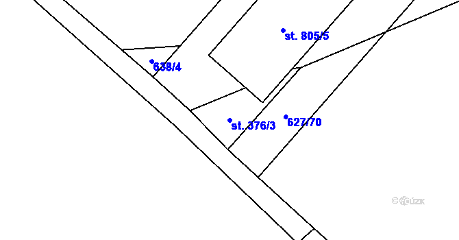 Parcela st. 376/3 v KÚ Předmostí, Katastrální mapa