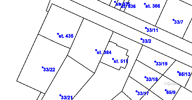 Parcela st. 384 v KÚ Předmostí, Katastrální mapa