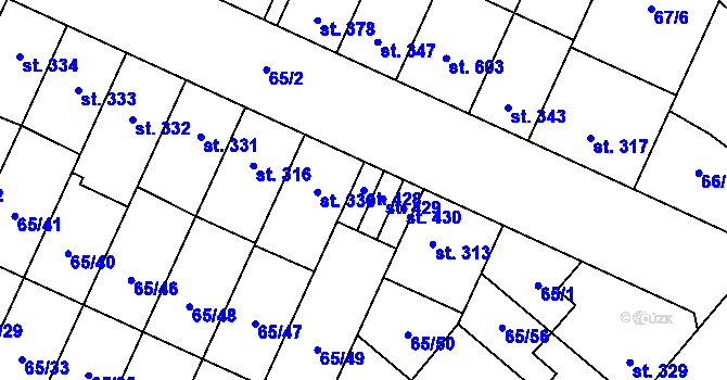 Parcela st. 428 v KÚ Předmostí, Katastrální mapa