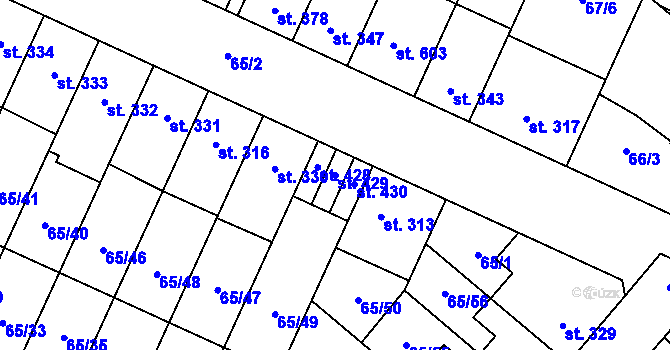 Parcela st. 429 v KÚ Předmostí, Katastrální mapa