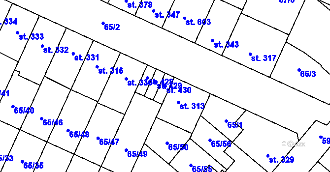 Parcela st. 430 v KÚ Předmostí, Katastrální mapa