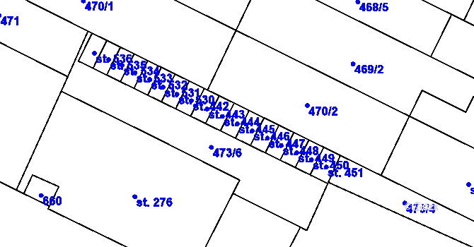 Parcela st. 445 v KÚ Předmostí, Katastrální mapa