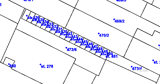 Parcela st. 446 v KÚ Předmostí, Katastrální mapa
