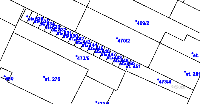 Parcela st. 447 v KÚ Předmostí, Katastrální mapa