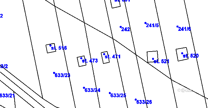 Parcela st. 471 v KÚ Předmostí, Katastrální mapa