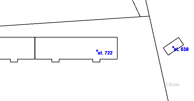 Parcela st. 722 v KÚ Předmostí, Katastrální mapa