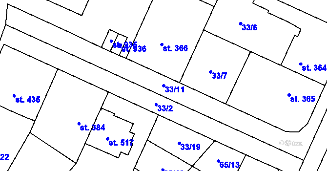Parcela st. 33/11 v KÚ Předmostí, Katastrální mapa